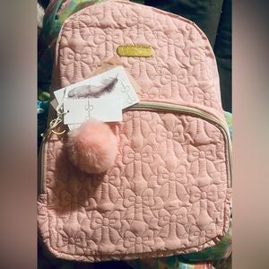 Quilted Pink Backpack w/Bows